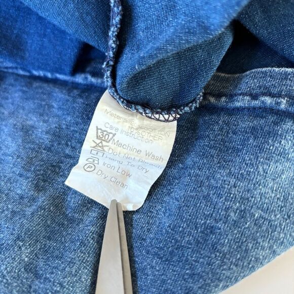 Mordenmiss Oversize Blue Denim Pockets Casual Long Sleeve Shirt Dress - Picture 9 of 9